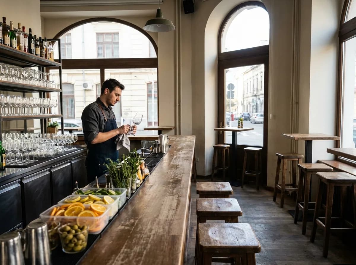 Bartender preparing the bar