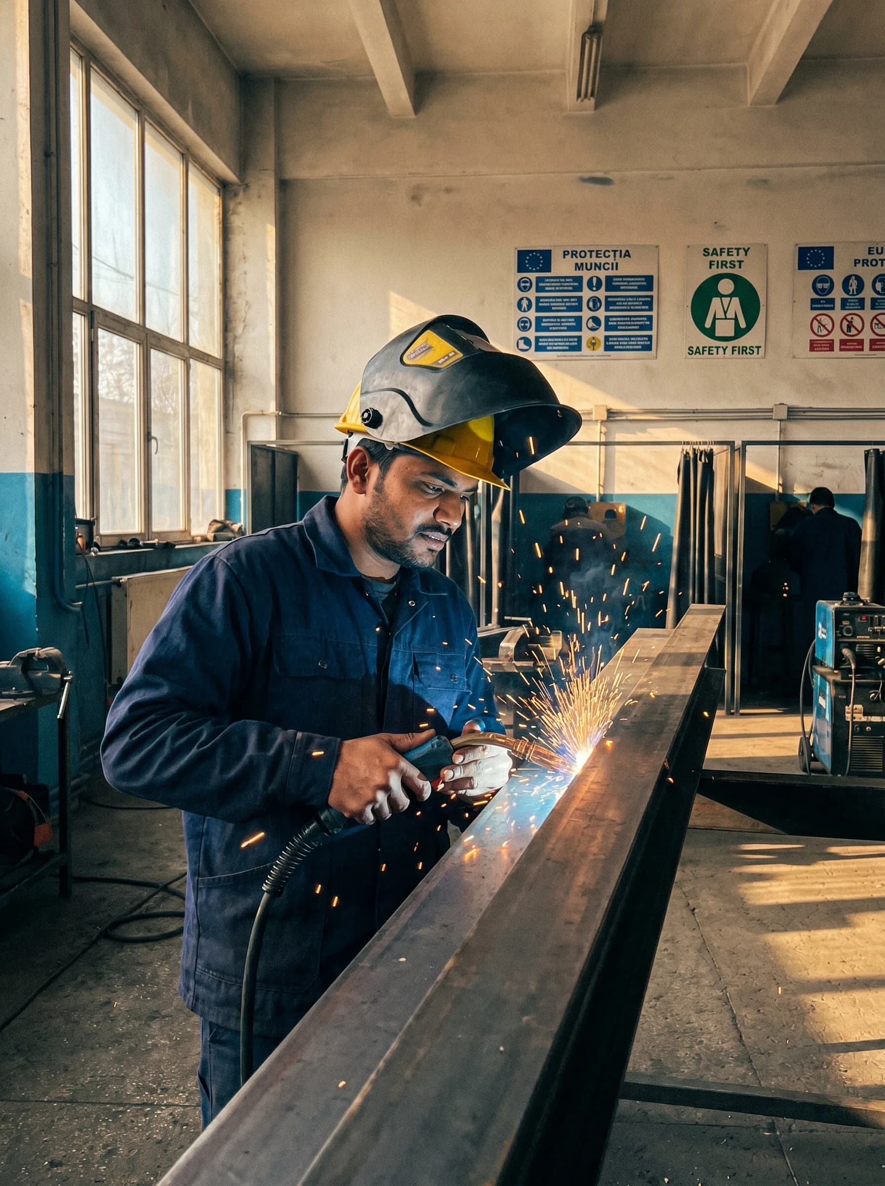 Welder at a Bucharest vocational training atelier